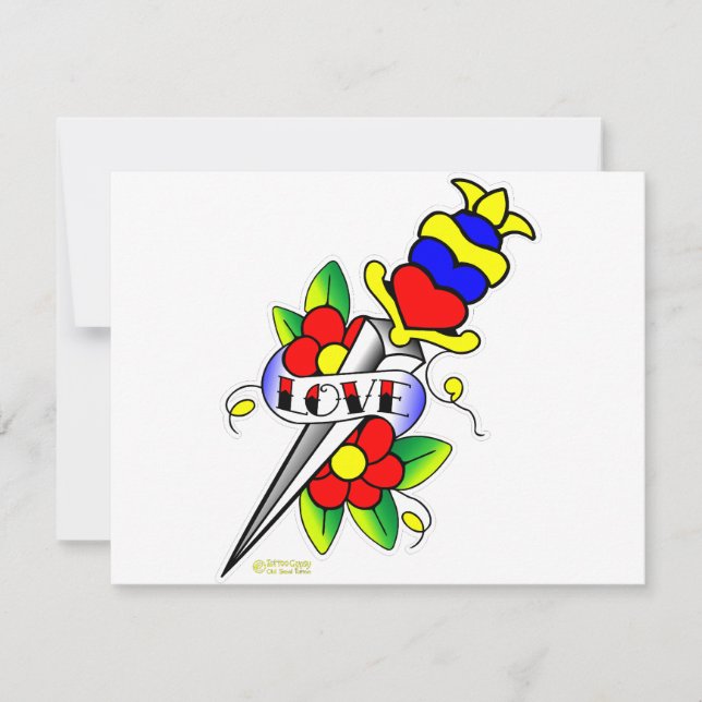 Dagger Flowers och Kärlek Tattoo (Framsida)