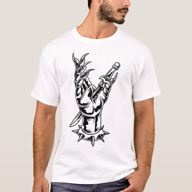 Dagger genom demens-handtatuering T-Shirt (Framsida)