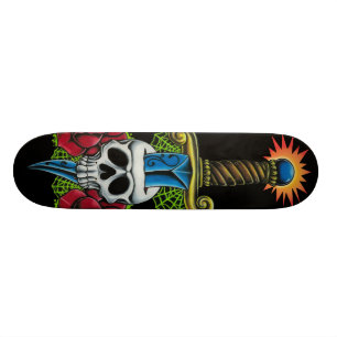 Dagger, Skull och Rosor Skateboard Bräda 19,5 Cm