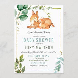 Dagghjort Baby Shower Inbjudan
