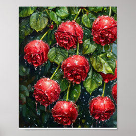 Daggiga rosenvattendroppar Romantisk natur hemdeko Poster