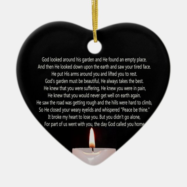 Dagguden kallade dig hemmet, och stearinljushjärta julgransprydnad keramik (Framsidan)