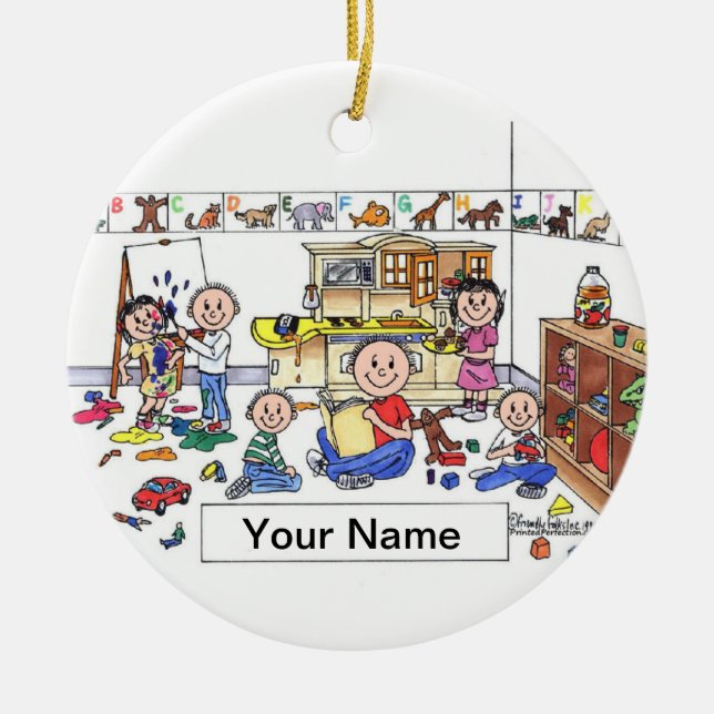 Daghemarbetare - manlig julgransprydnad keramik (Framsidan)