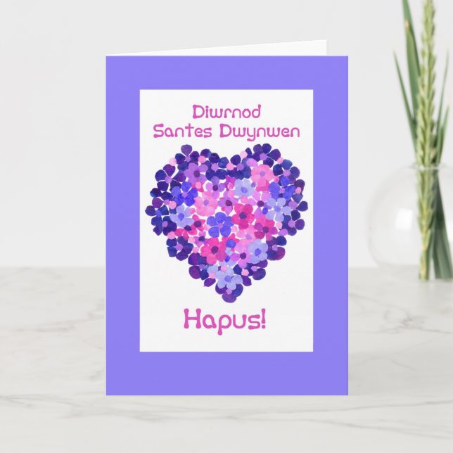 Daghjärta för St Dwynwens av blommor, walesisk Helgkort (Framsida)