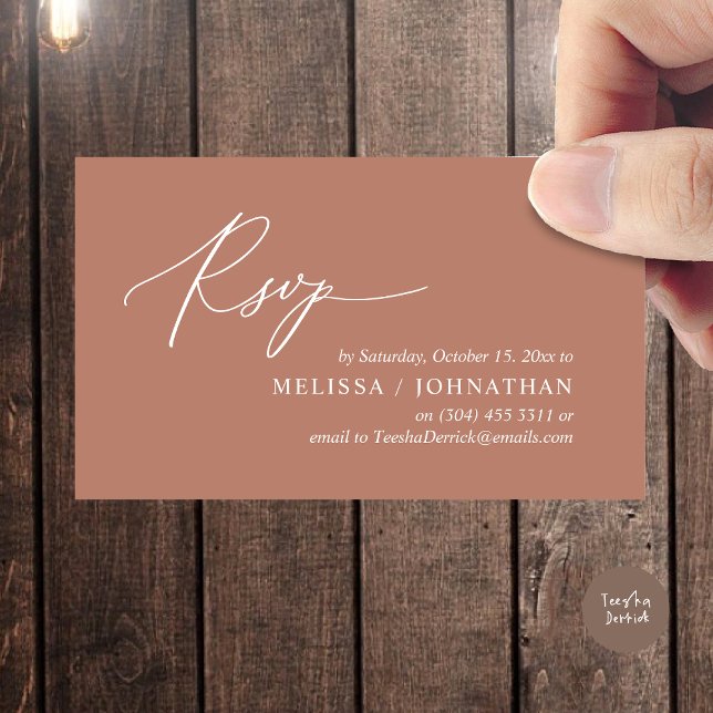 Daginbjudan till modern romsk OSA Bröllop Tilläggskort (Modern Romantic RSVP Wedding Dinner Invitation Enclosed Reminder Online Email Card Terracotta Earthy)