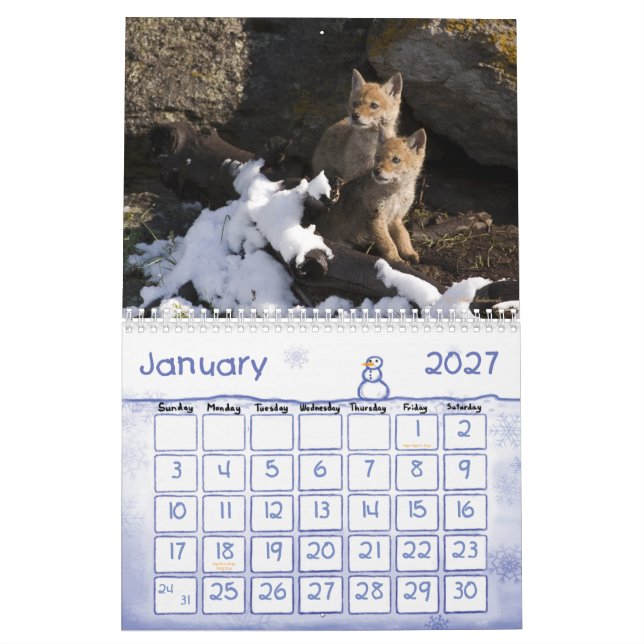 Dagis i den Yellowstone kalendern Kalender (Jan 2027)