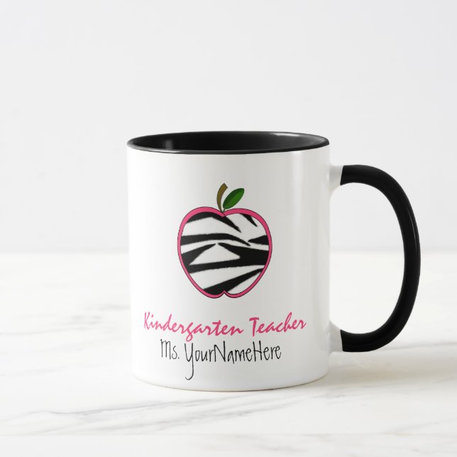 Dagisläraremugg - zebra tryck Apple Mugg (Höger)