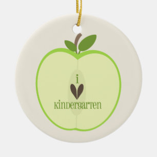 Dagislärareprydnad - halva gröna Apple Julgransprydnad Keramik