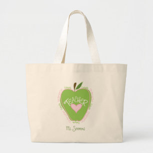 Dagislärarerosor och gröna Apple Jumbo Tygkasse