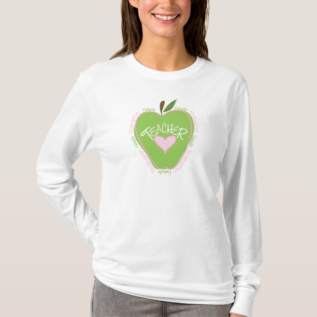 Dagislärarerosor och gröna Apple Tee Shirt (Framsida)