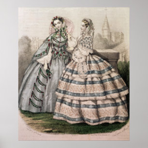 Dagklänning för 1858 som inristas av Barreau Poster