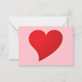 Dagkortet Cute rosa Red Hjärtat (modernt Valentink Anteckningskort