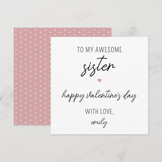 Dagkortet Modern och Cute Valentine för syster Kort (Fram/baksida)