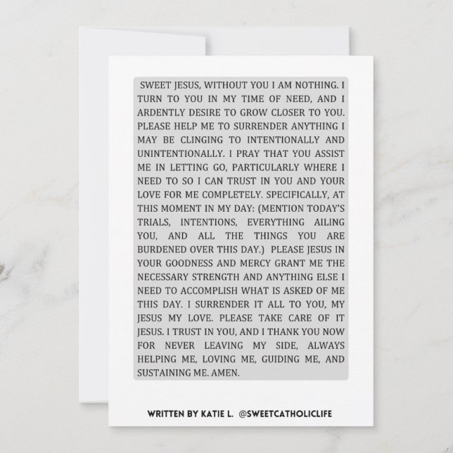 Daglig bön för överlämnande inbjudningar (Baksida)