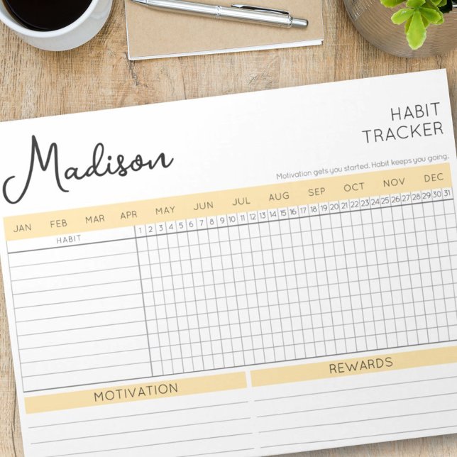 Daglig Bra Habit Tracker Motivational Script Namn Anteckningsblock (Daily Good Habit Tracker Motivational Script Name Notepad)