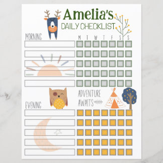 Daglig checklista för barn, Dagligt rutinschema