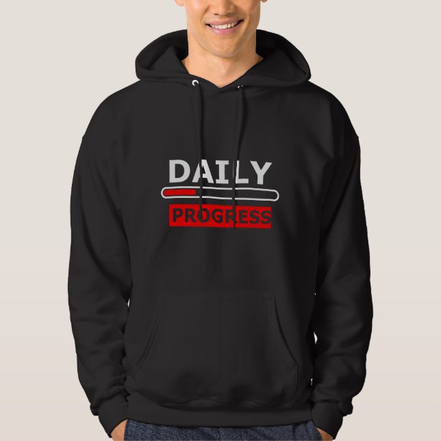 Daglig Framstegs Motiverande Hoodie – Red Smile (Framsida)