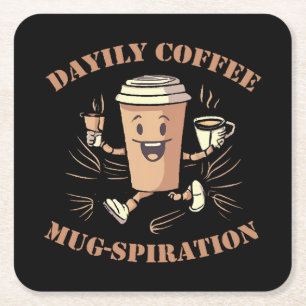 Daglig Kaffe Mugg Inspiration Underlägg Papper Kvadrat