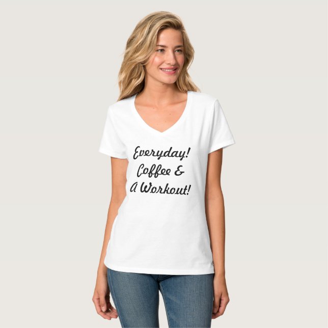 Daglig kaffe och en workout t shirt (Hel framsida)