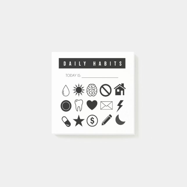 Daglig livsmiljöspårare bokför sina efterhandsnote post-it block (Framsida)