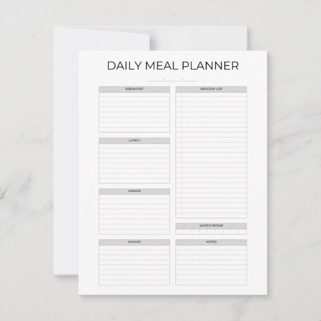 Daglig måltidsplanerare | Enkel minimalistisk ren Inbjudningar (Framsida)