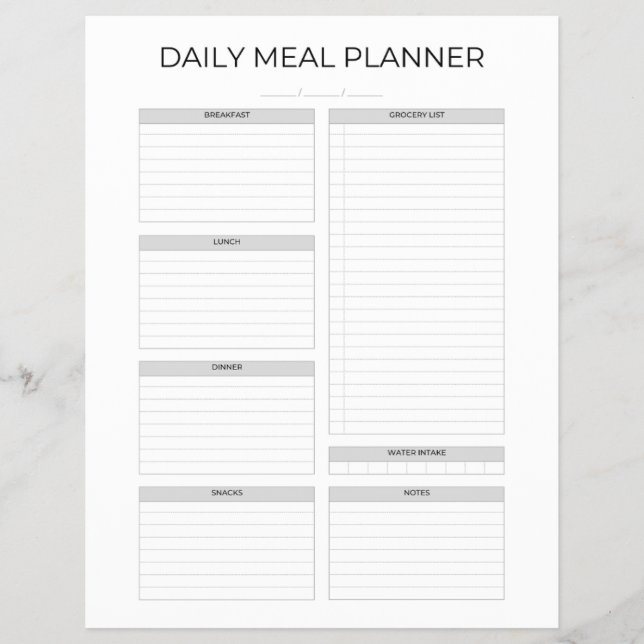 Daglig måltidsplanerare | Enkel minimalistisk ren Reklamblad (Framsidan)