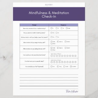 Daglig Mindfulness- och Meditationschecklista Reklamblad