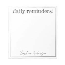 Daglig påminnelse om enkel svart vit Personlig Anteckningsblock