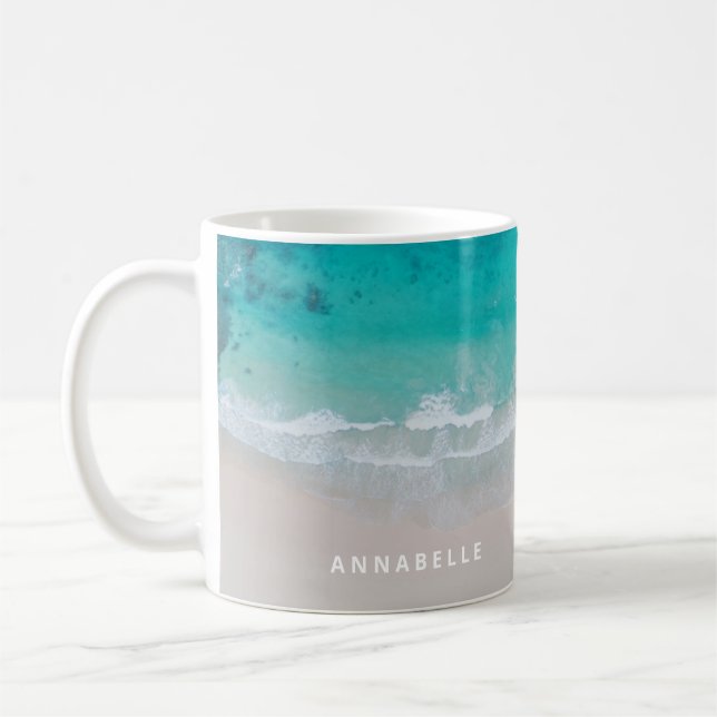 Daglig personlig av tropisk sandstrand kaffemugg (Vänster)