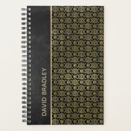 Daglig plan för träkol-Grått och Guld-doodle-cirke