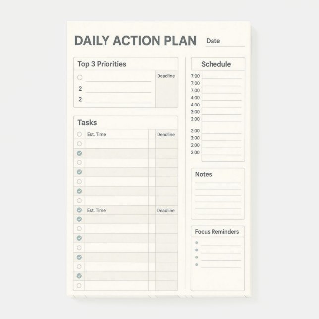 Daglig plan sticky anteckningsblock post-it block (Framsida)