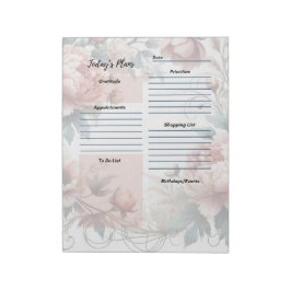 Daglig planerare Dammig peonyblomma design Anteckningsblock