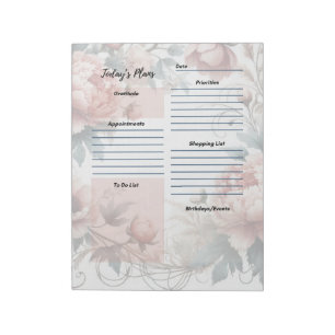Daglig planerare Dammig peonyblomma design Anteckningsblock