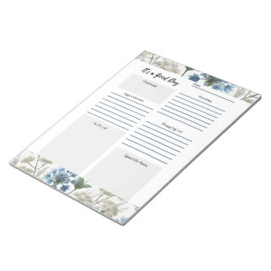 Daglig planerare Taupe Blå Blommig Anteckningsblock