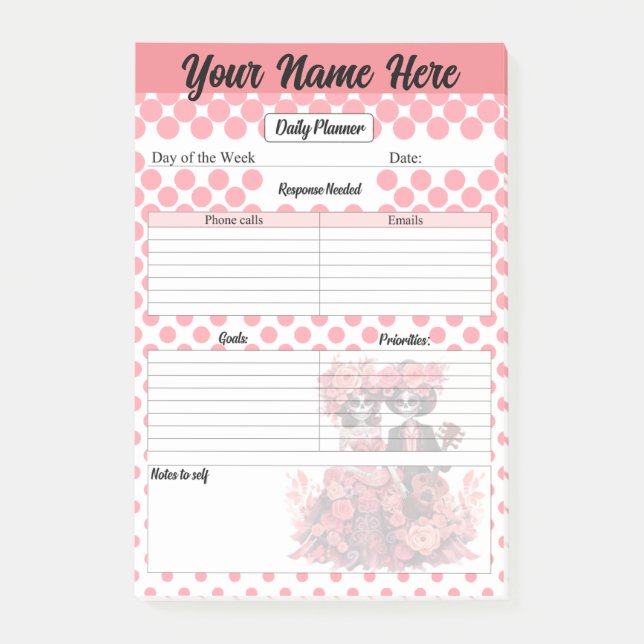 Daglig planering av kallt socker post-it block (Framsida)