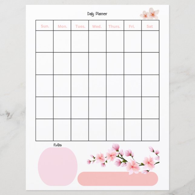 Daglig planerings sida Blush Blommor (Framsida)