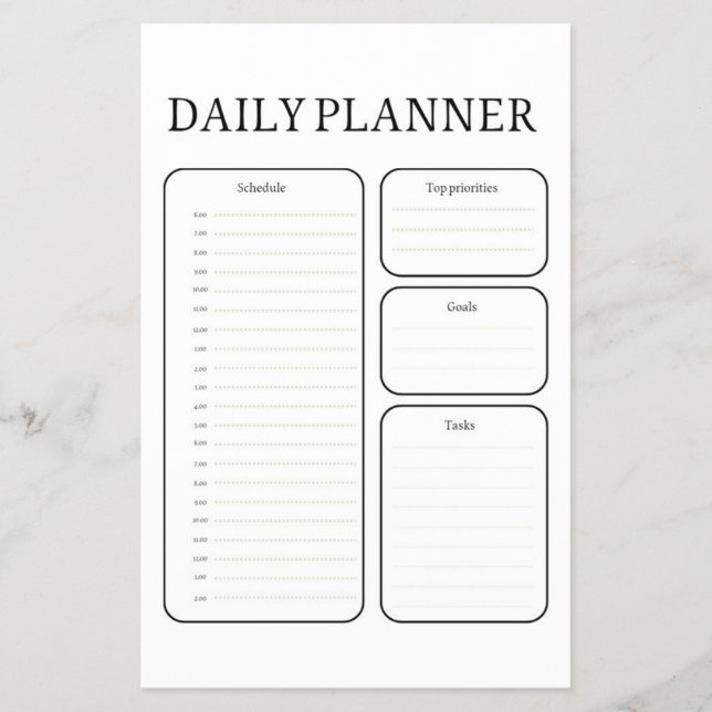 Daglig planeringskalender flygblad (Framsidan)