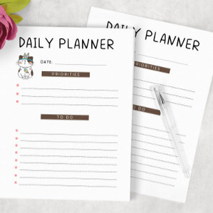 Daglig Planner Cute Tribal Kattunge Anteckningsblock