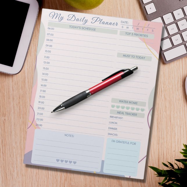 Daglig planner - enkel Elegant - flerfärgat tema Anteckningsblock (Skapare uppladdad)