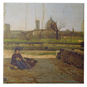 Daglig plats, nära Florence, c.1865 Kakelplatta
