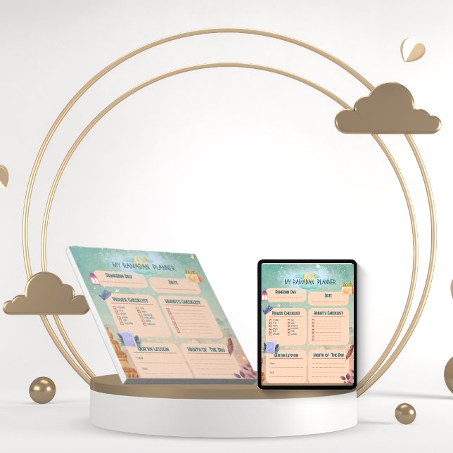 Daglig ramadan-aktivitetsplanerare för vattenfärg anteckningsblock (Skapare uppladdad)