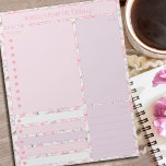 Daglig Rosa Blommigt för planerare noterar att Mål Anteckningsblock<br><div class="desc">Personlig Daily Planner i feminin rosa och lilac blommigt med avsnitt som du kan göra lista,  anteckningar,  måltider och avtalade tider eller påminnelser om. Det här rivna anteckningsblocket skrivs ut på varje sida för att vara i 40 dagar.</div>