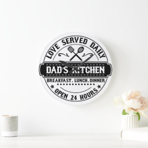 Daglig serverad servering - Pappa Kitchen Clock Stor Klocka