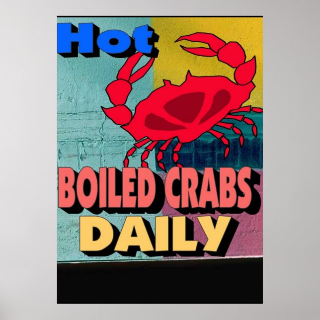 Daglig skylt över hett Boiled Crabs (Framsidan)