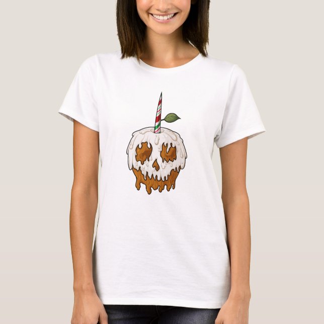 Daglig, söt karamelläpple Skull T Shirt (Framsida)