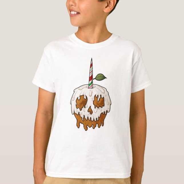 Daglig, söt karamelläpple Skull T Shirt (Framsida)