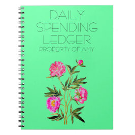 Daglig utgift för redovisningsjournal Peonies Fina Anteckningsbok