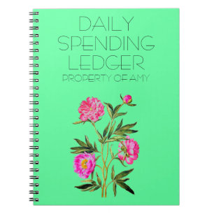 Daglig utgift för redovisningsjournal Peonies Fina Anteckningsbok