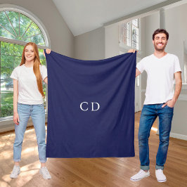 Daglig vit marinvit monogrammad initialer fleecefilt
