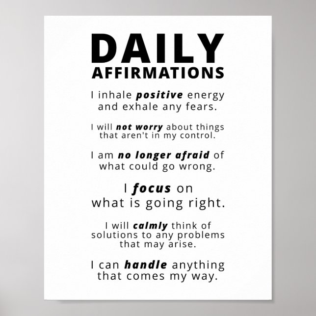 Dagliga bekräftelser | Inspirationsoffert Poster (Framsidan)